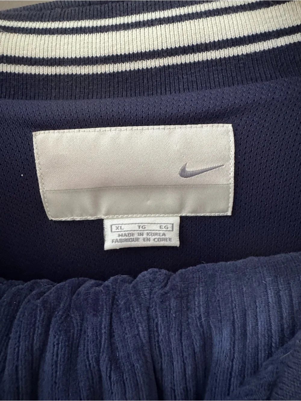 Nike Men’s Navy and White Zip-Up Track Jacket